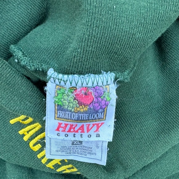 Green Bay Packers vintage 90s green Fruit of the Loom mockneck longsleeve XL - Picture 2 of 2